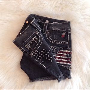 Miss Me Black Flag Shorts